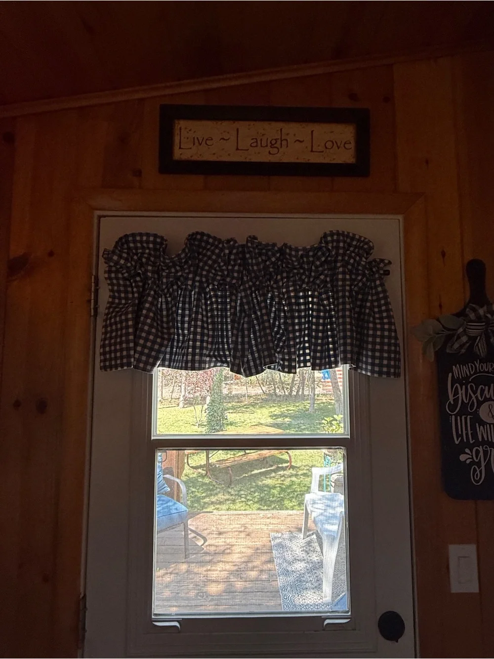 Waverly blue and white gingham check Valances set of 3 - 78”x15”